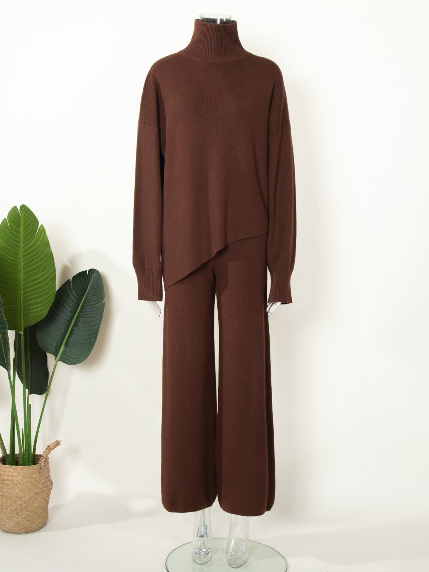 Knitted Long Sleeves Sweater and Pants Two Pieces Sets