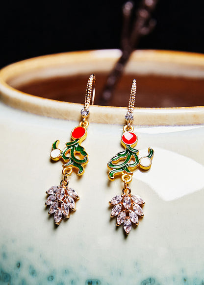 Zircon Gilding Metal Drop Earrings
