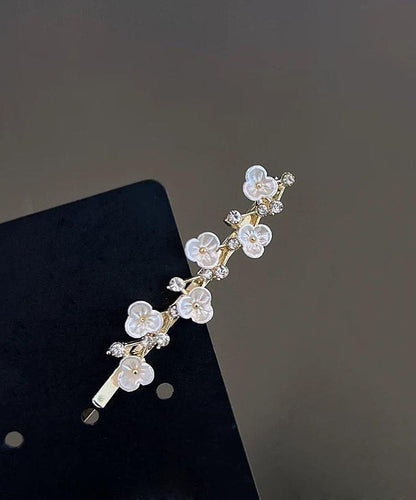 Retro White Alloy Zircon Plum Blossom a Pair Hairpin