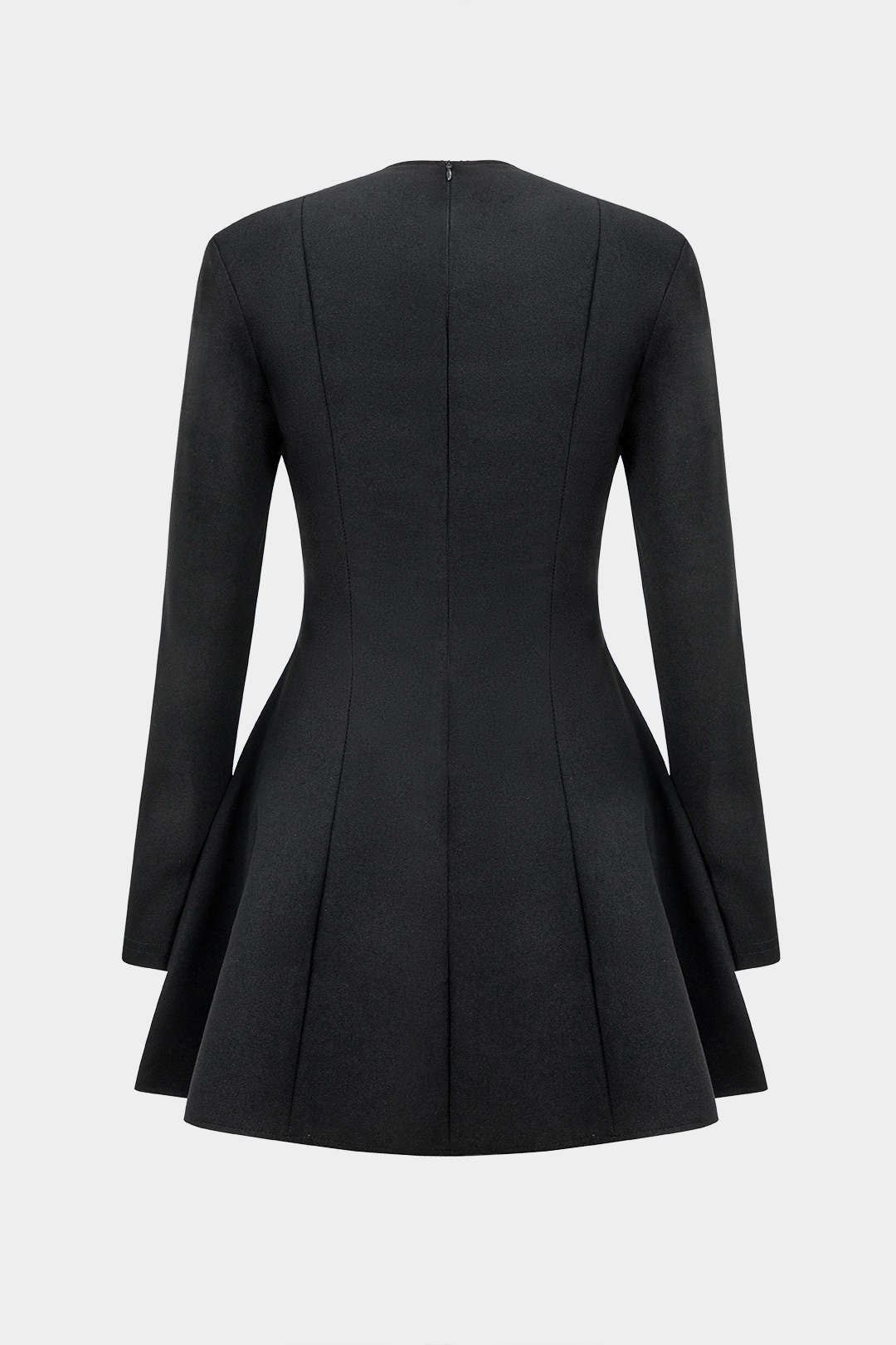 V-neck Fake Pockets and Zipper Mini Dress