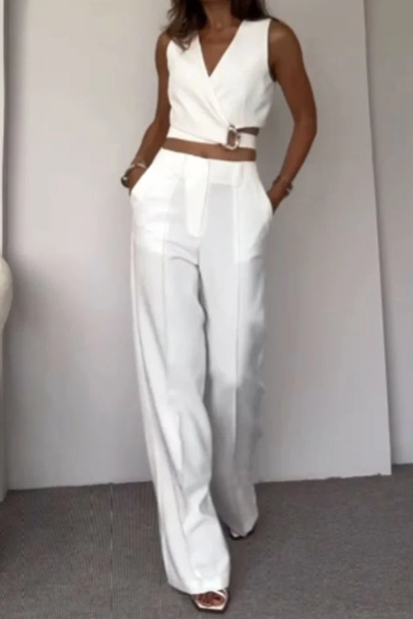 Crossover Vest \u0026 Pants Two-piece Set