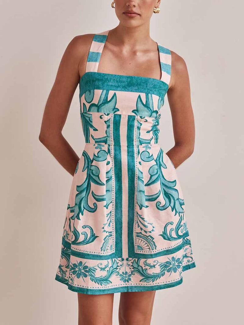 Exquisite Painted Print Camisole Mini Dress