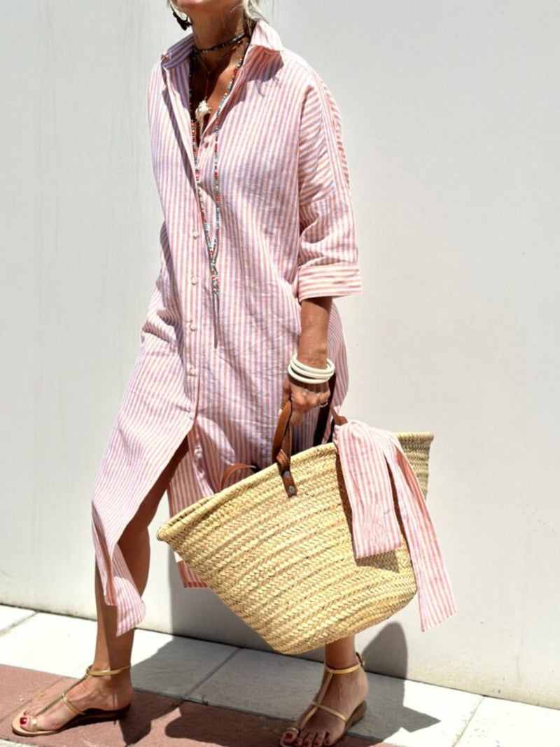 Azenith - Striped Lace-up Dress