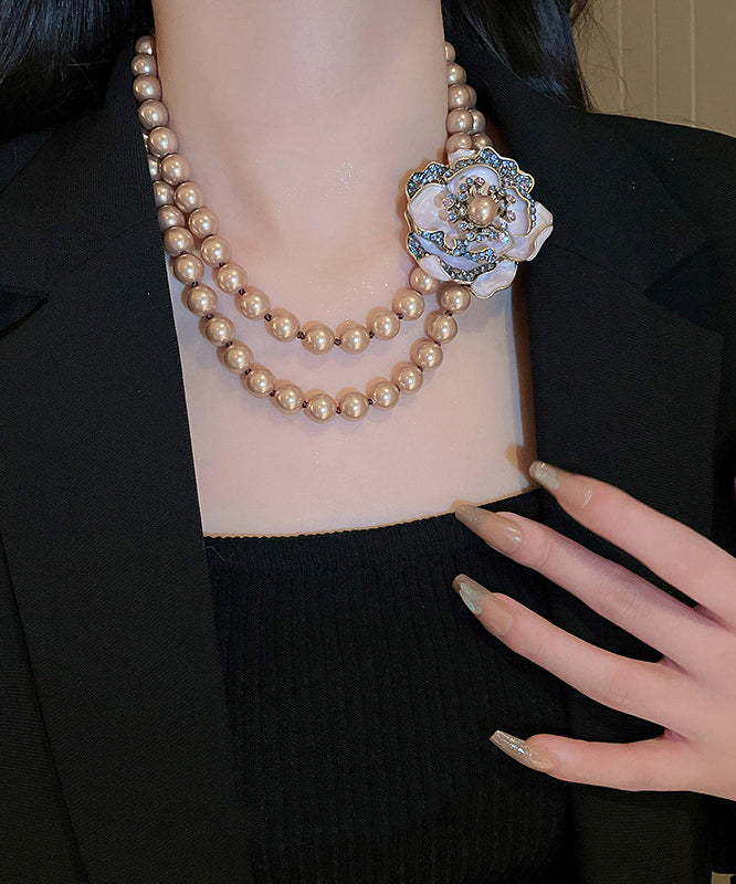 Fine Sterling Silver Alloy Pearl Zircon Pendant Necklace