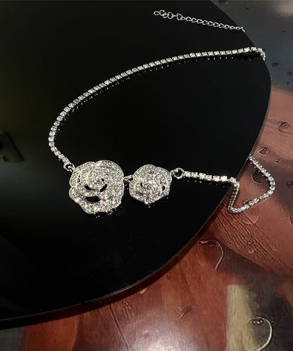 Retro Silk Sterling Silver Zircon Princess Necklace