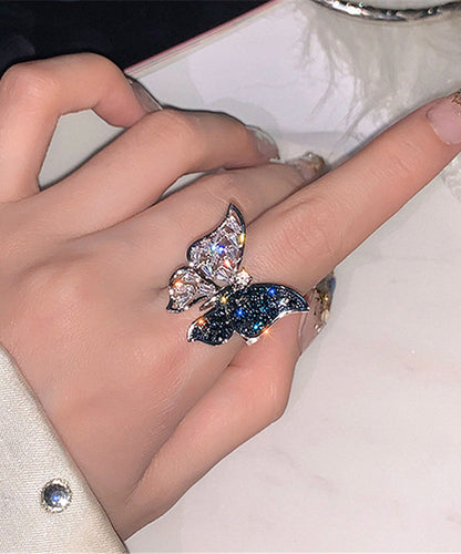 Blue Alloy Butterfly Zircon Rings