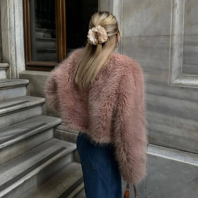 Winter Faux Fur Coat Spring New Long Sleeve Cardigan Female Street Warm Jacket Clothing