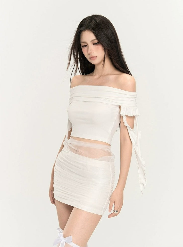 Off-shoulder Ruched Blouse