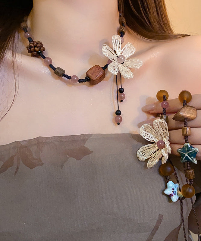 Handmade Coffee Resin Beading Tassel Pendant Necklace