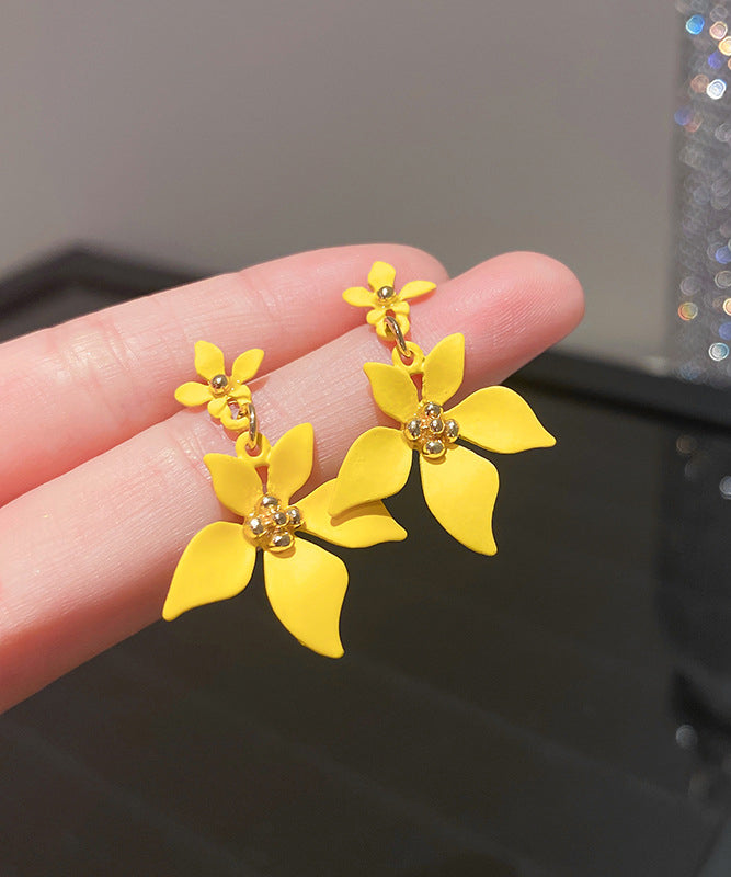 Modern Yellow Sterling Silver Alloy Drop Earrings