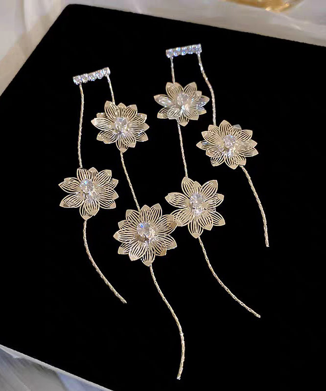 Skinny Silk Copper Zircon Tassel Drop Earrings