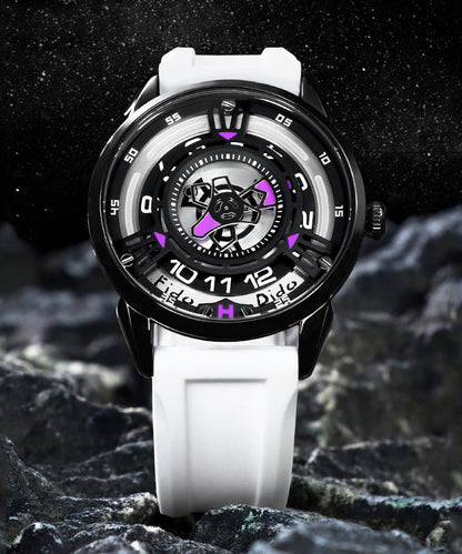 Blue Silicone Rubber Waterproof Hollow Out Watches