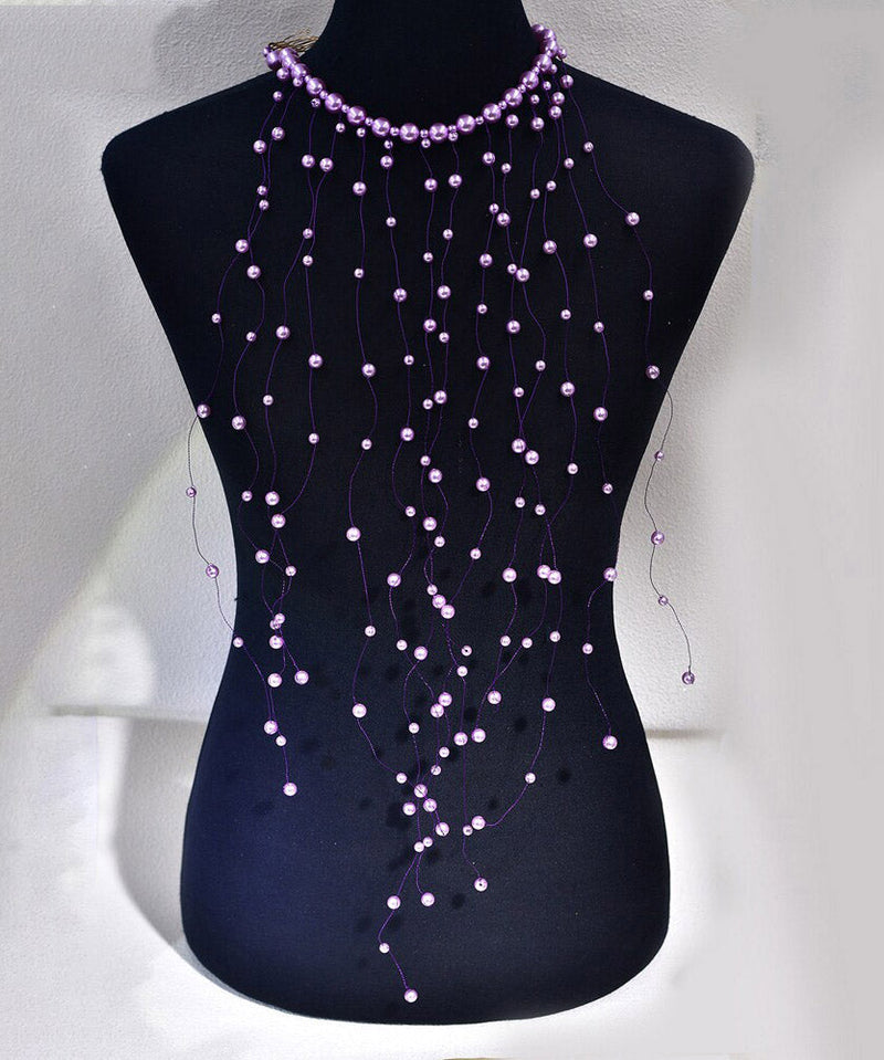 Handmade Purple Pearl Tassel Hairpiece
