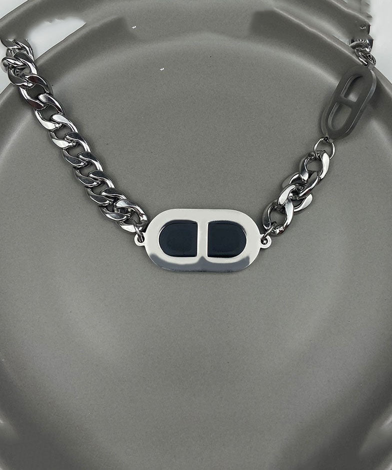 Black Stainless Steel Pig Nose Necklace
