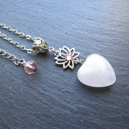 Serenity Rose Quartz Heart Healing Necklace