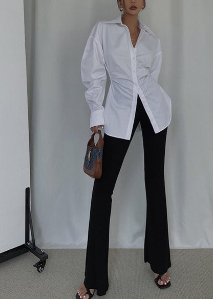 Blouse Cinched Cotton White Spring Tops
