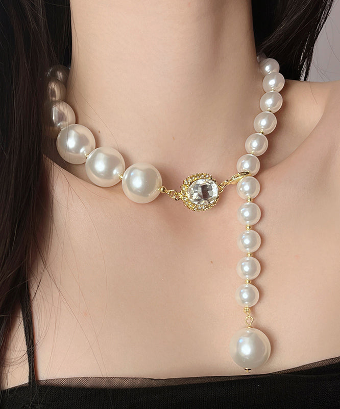 White Copper Overgild Pearl Pendant Necklace