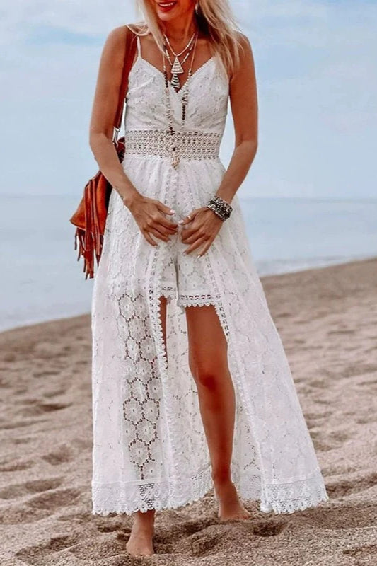 Hollow Out Spaghetti Strap Maxi Dress