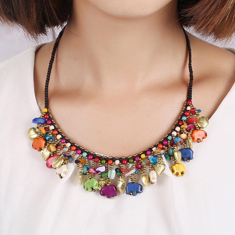 Elephant Pendant Beach Necklace