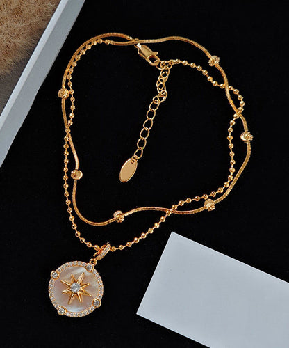 Gold Shell Adjustable Copper Pendant Necklace