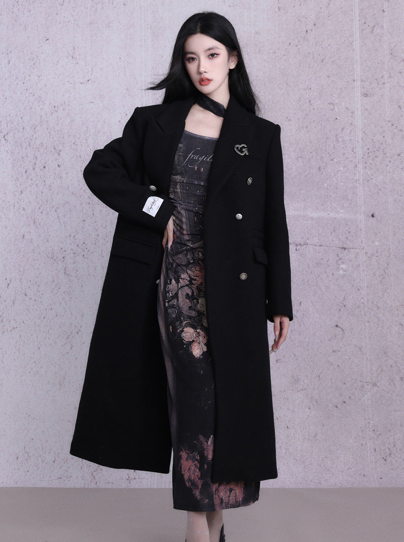Enchanting Midnight Bloom Maxi Dress: Long-sleeve Bodycon With Print and Choker Detail