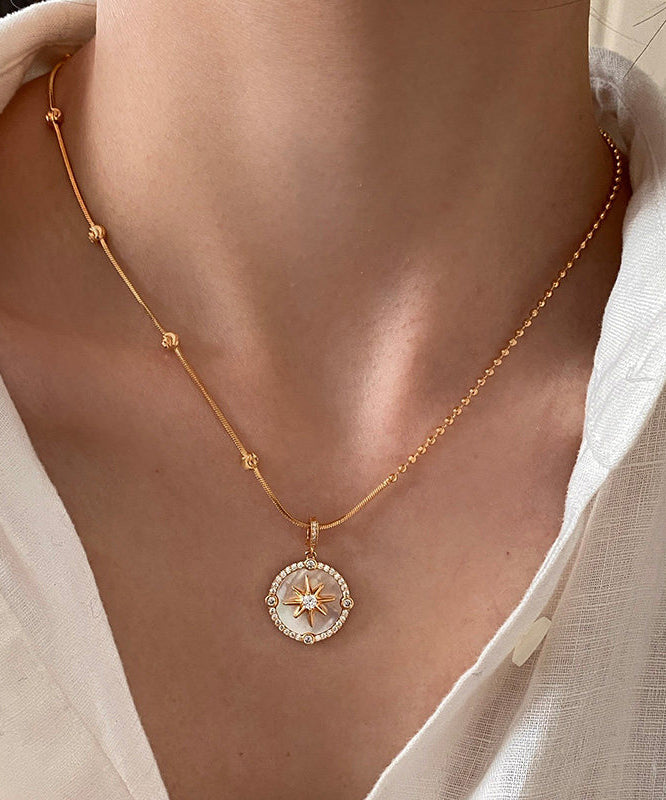 Gold Shell Adjustable Copper Pendant Necklace