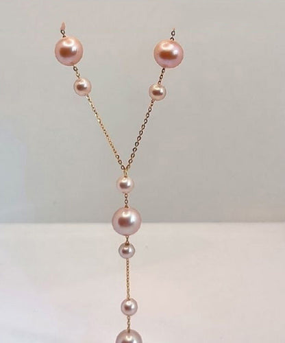 Fine Light Purple Sterling Silver Overgild Pearl Pendant Necklace