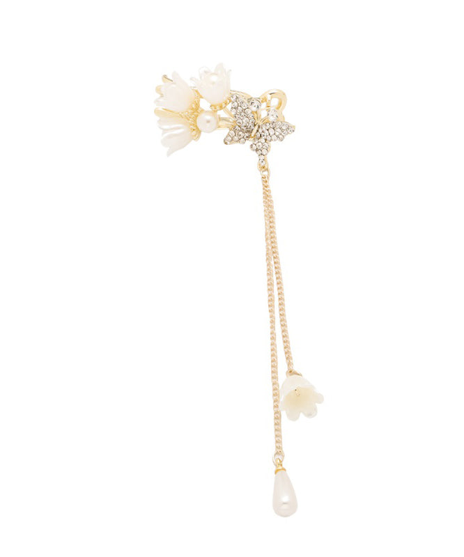 Gold Copper Alloy Zircon Ringflower Tassel Hairpin