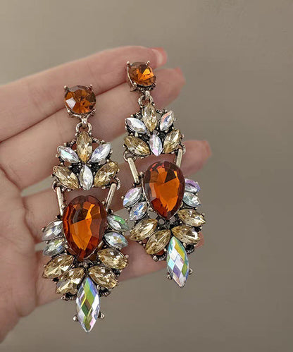 Oversize Colorblock Sterling Silver Alloy Zircon Drop Earrings