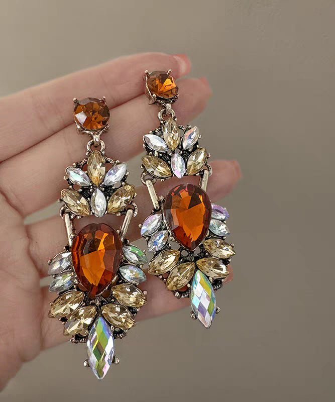 Oversize Colorblock Sterling Silver Alloy Zircon Drop Earrings