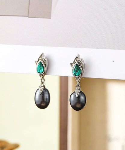 Style Silk Copper Silvering Pearl Glass Tassel Drop Earrings