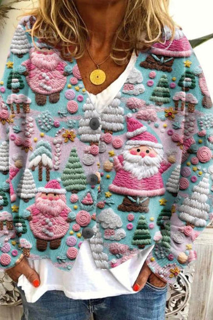 Fun and Long Sleeved Cardigan With Fun Printed Buttons