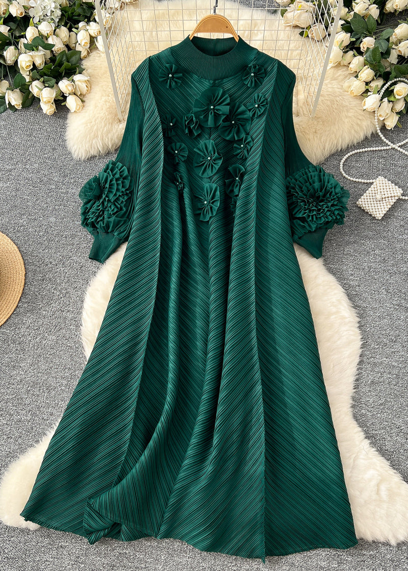 Boutique Yellow Oversized Three-dimensional Long Dress Lantern Sleeve