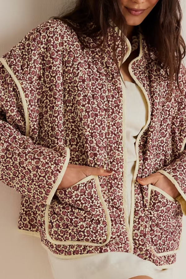Print Thin Pocket Cardigan Jacket