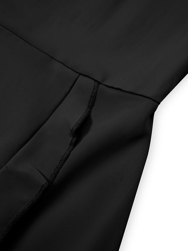 Flared Sleeves Half Sleeves Elasticity Ruffled Color Split-joint Tied Waist V-neck Mini Dresses