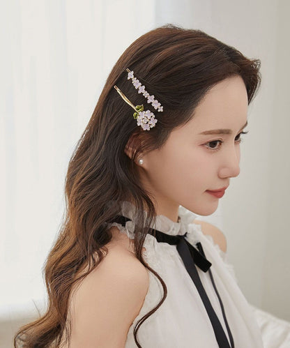 Purple Alloy Zircon Crystal Drip Glaze Asymmetrical Hairpin