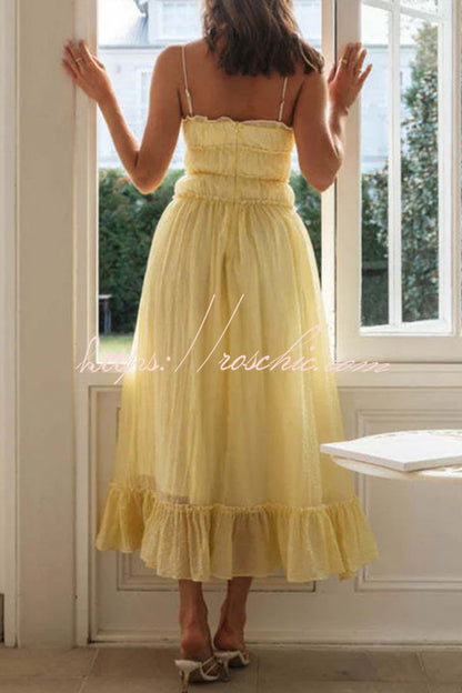 Strappy Pleated Paneled Strap Maxi Dress