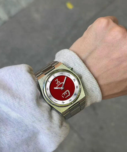 Vogue Red Stainless Steel Alloy Chinese Character Jumping Machinery Watches