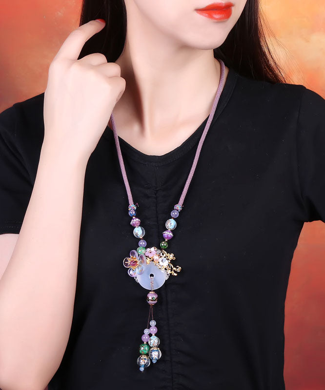 Coloured Glaze Jade Pendant Necklace