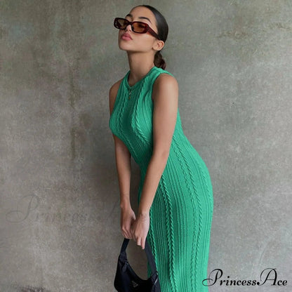 Cable Knit Stylish Tank Maxi Dress