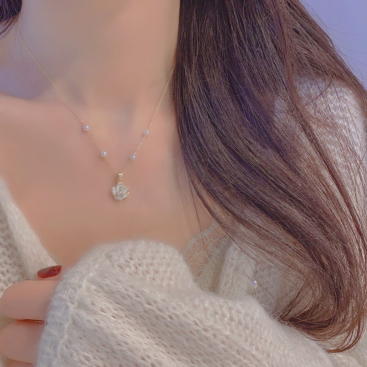 White Camellia Necklace