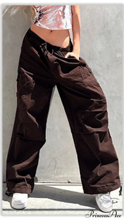 Cargo Mom Pants Baggy Low Leg Waist 90s Denim Wide Jeans Trousers Korean Grunge Hippie Outfits