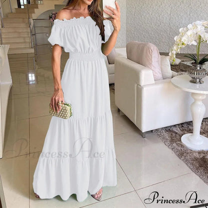 Ruffle Halter Sleeveless Classic Female Party Outfits Beach Maxi Dress