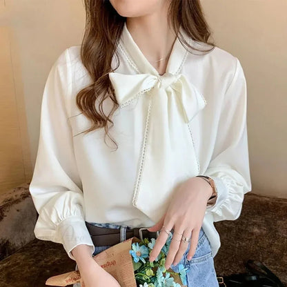 Satin Chiffon Blue Blouse