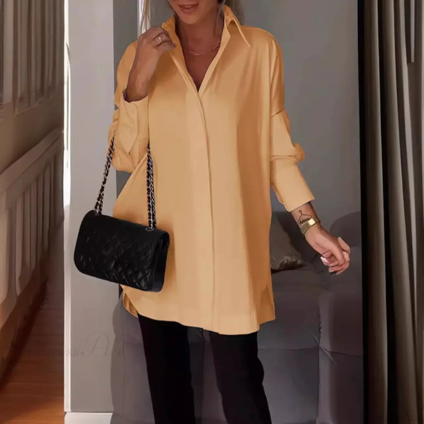 Irregular Pullover Long Sleeve Blouse