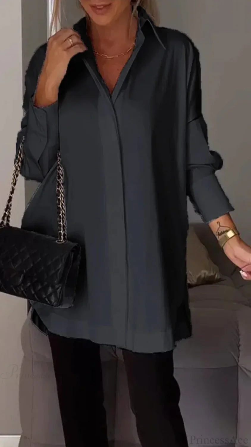 Irregular Pullover Long Sleeve Blouse