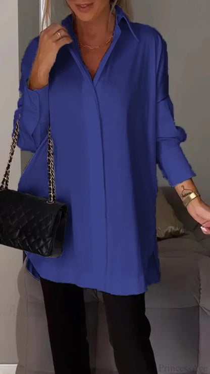Irregular Pullover Long Sleeve Blouse