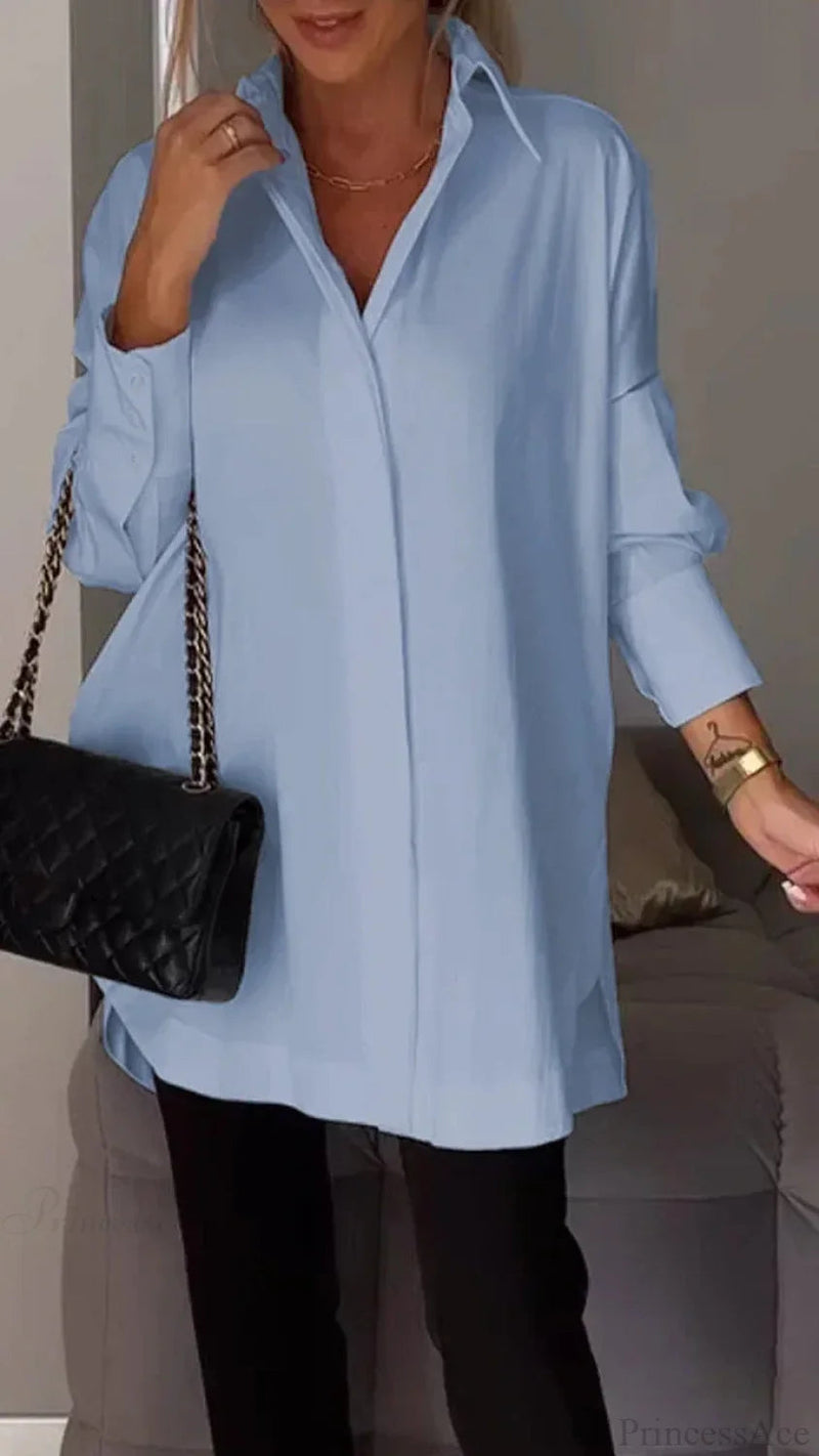 Irregular Pullover Long Sleeve Blouse