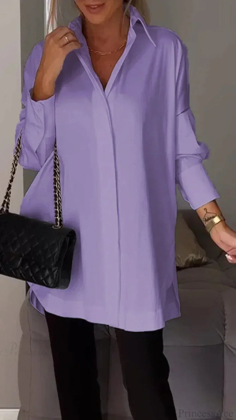 Irregular Pullover Long Sleeve Blouse
