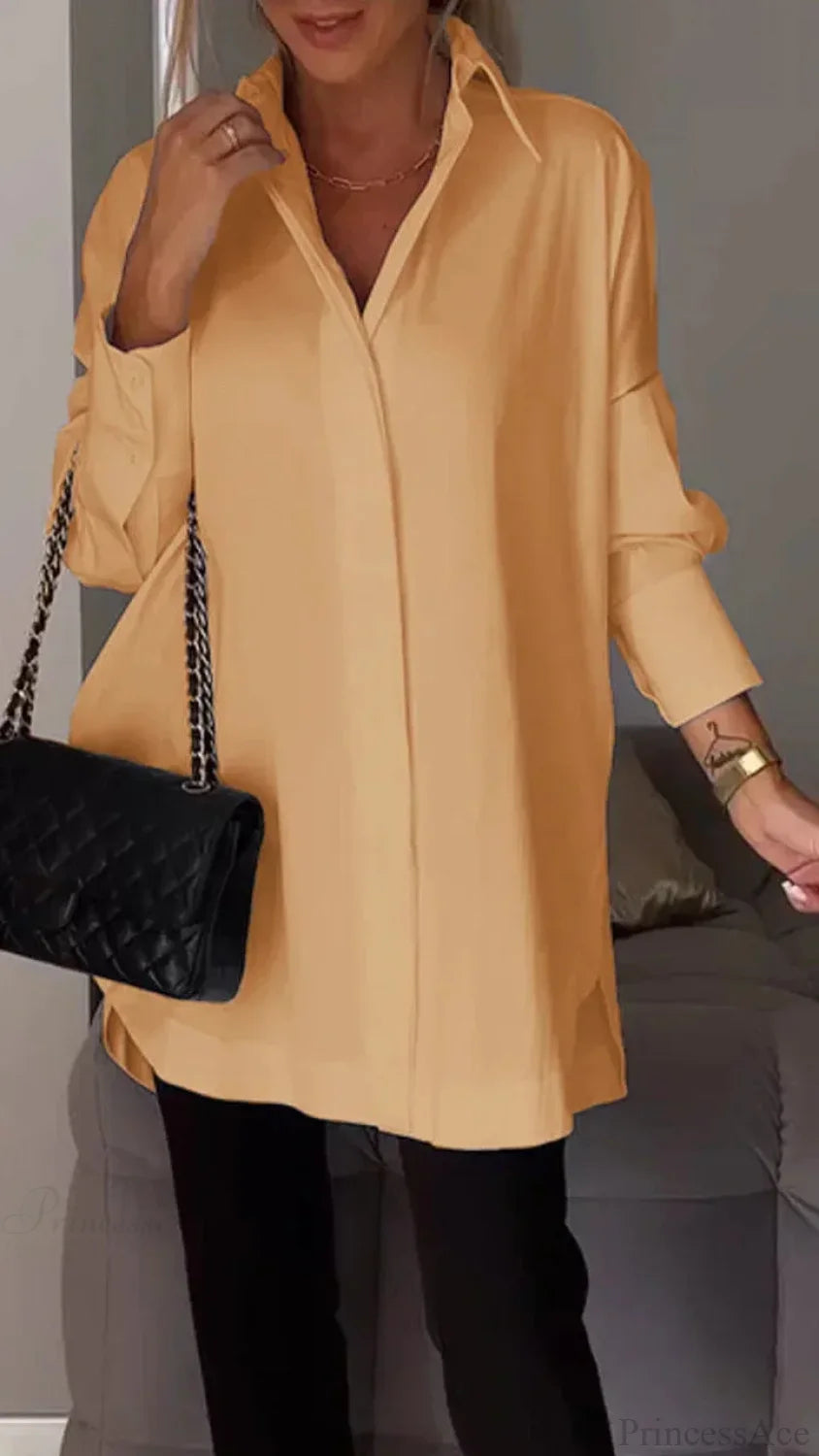 Irregular Pullover Long Sleeve Blouse